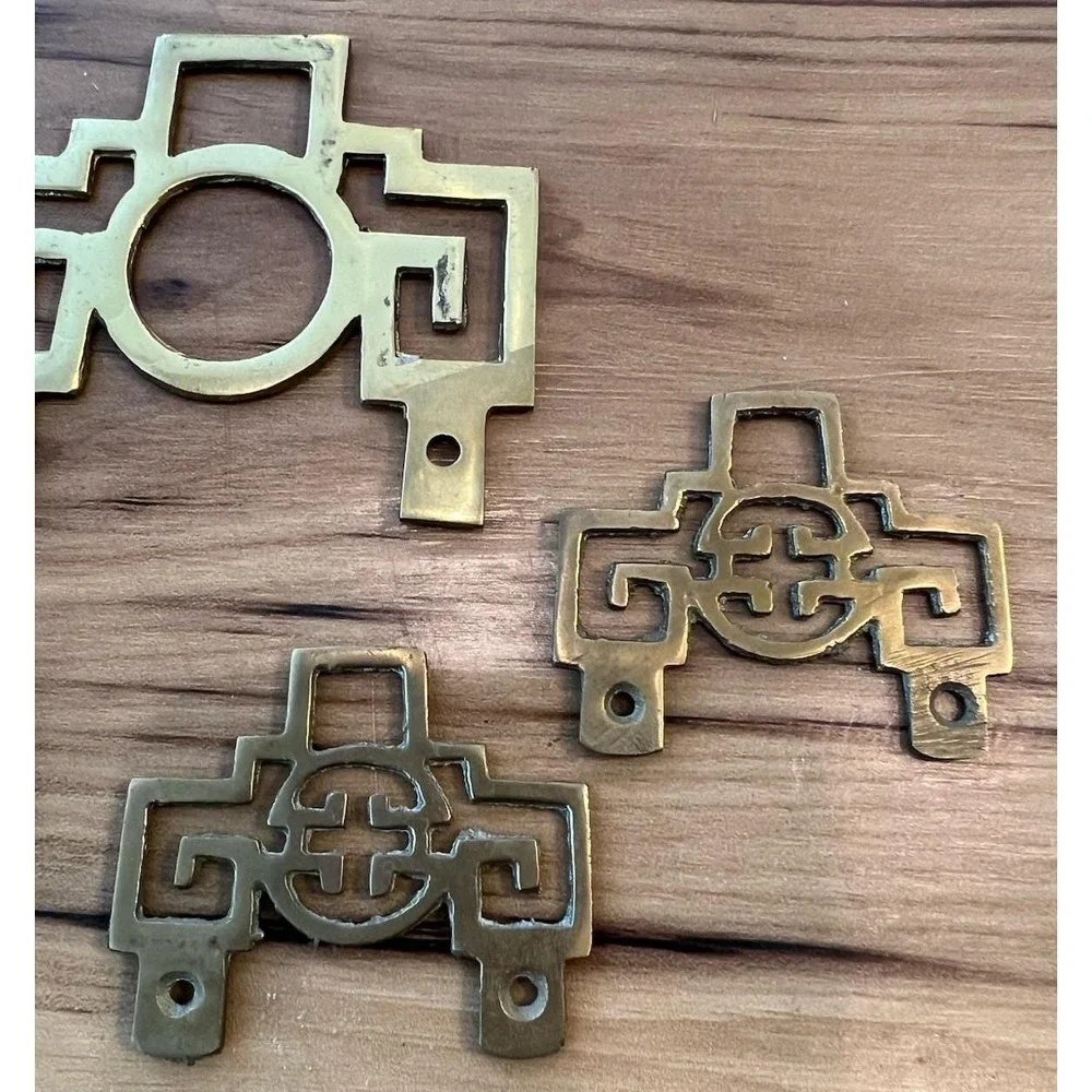 Vintage Homecraft Decorative Brass Rings Drawer Pulls Handles Lot of 4 + 3 NOS